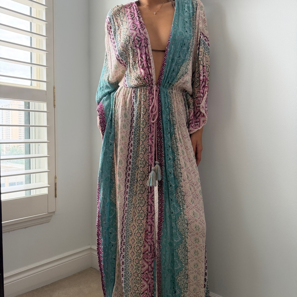 Avery Rayne Multi-Colour Printed Beach Kaftan - Free Size